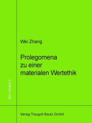 cover image of Prolegomena zu einer materialen Wertethik